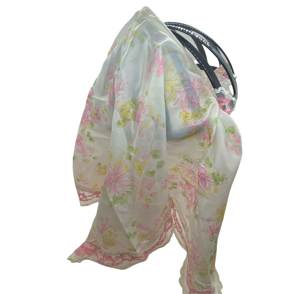 Scarf for Church Vintage 60s Womens Pink Floral Classic Small Head Band Shoulder - Picture 4 of 12